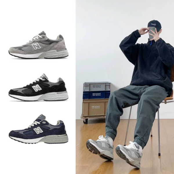 뉴발란스 993 그레이 USA 맨즈 스니커즈 블랙 네이비