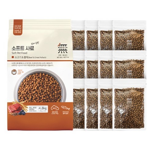 전연령 강아지 소프트사료 소+황태 × 4.8kg × 1개