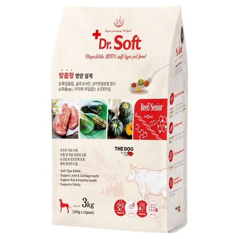 노령견용 강아지 닥터 소프트 사료 소 × 3kg × 1개