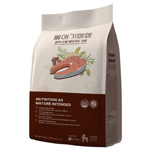 전연령 강아지 울애기쌩쌩 스팀베이크드 사료 연어 × 1kg × 1개