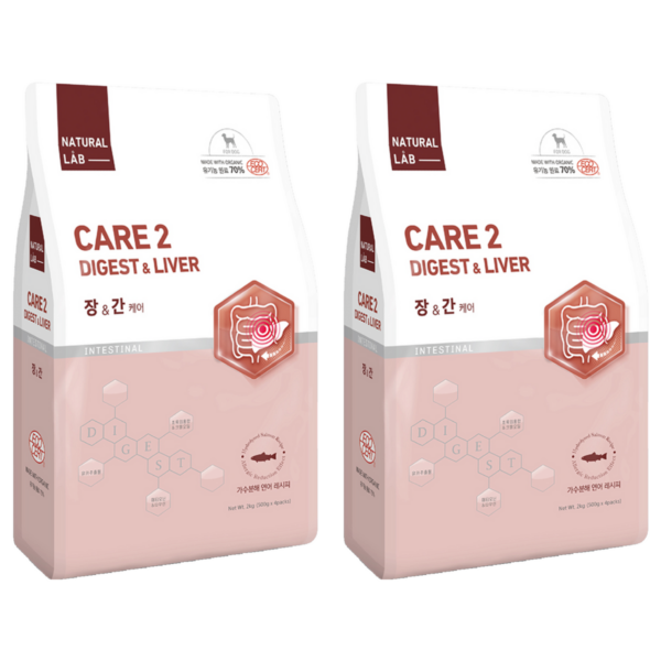 네츄럴랩 강아지 케어 유기농 기능성 사료, 간+장건강, 2kg, 2개 이미지 1