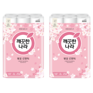깨끗한나라 허브가든 벚꽃 천연펄프 3겹 화장지 휴지 28m 60롤 이미지 1