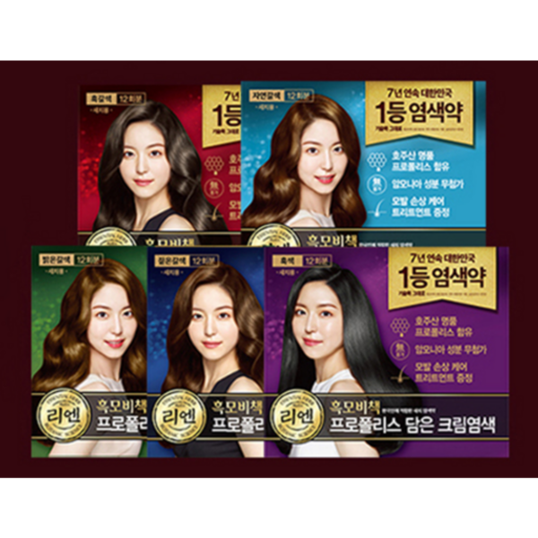 리엔 흑모비책 프로폴리스 담은 크림 염색제 새치용 12회분, 흑갈색, 1개 이미지 7