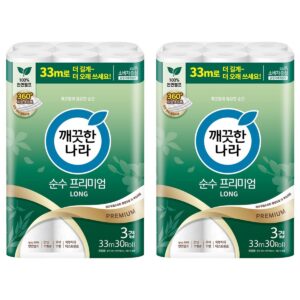 깨끗한나라 3겹 천연펄프 순수 프리미엄 화장지, 30롤, 2개 이미지 1