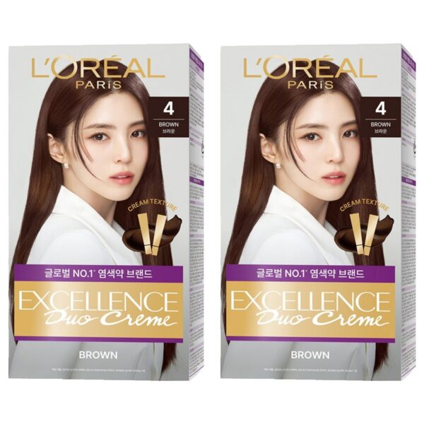 로레알파리 엑셀랑스 듀오크림 나눠쓰는 새치염색 염모제, 4호 브라운, 2개