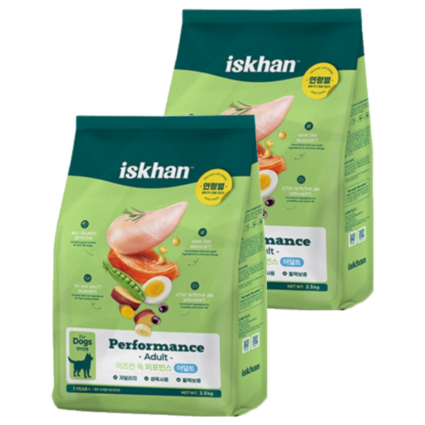 이즈칸 어덜트 강아지 퍼포먼스 건식사료, 닭, 2.5kg, 2개 이미지 1