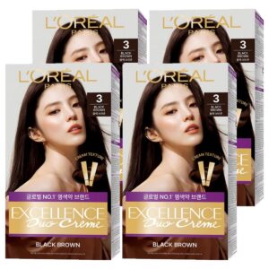 57264950242696-b651f418-6eb7-4924-8085-5121a37c4d10.jpg 로레알파리 엑셀랑스 듀오크림 나눠쓰는 새치염색 염모제, 3호 블랙 브라운, 4개