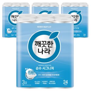 깨끗한나라 순수 시그니처 천연펄프 3겹 화장지, 27m, 24롤, 4개 이미지 1