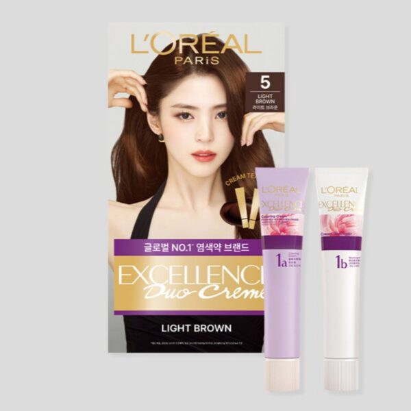 로레알파리 엑셀랑스 듀오크림 염모제, 5호 라이트 브라운, 3개