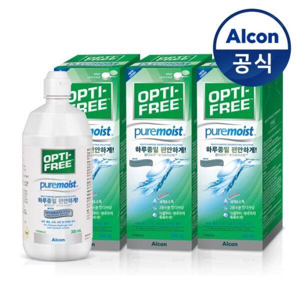 옵티프리 퓨어모이스트 렌즈세정액 + 렌즈케이스, 300ml, 3개 이미지 1