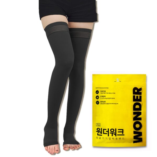 원더워크 K서포트랩 의료용 압박스타킹 블랙, M, 허벅지형, 1개 이미지 1