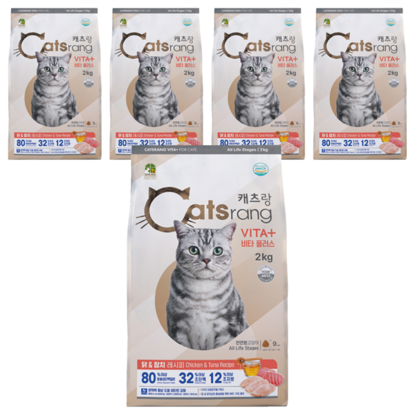 캐츠랑 전연령 고양이 비타플러스 건식사료, 닭+참치, 2kg, 5개 이미지 1