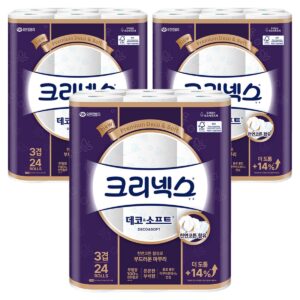 크리넥스 3겹 천연펄프 데코 앤 소프트 화장지, 28m, 24개입, 3개 이미지 1 크리넥스 3겹 천연펄프 데코 앤 소프트 화장지, 28m, 24개입, 3개 이미지 1