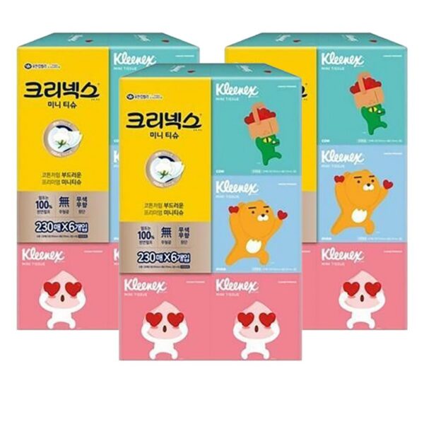 크리넥스 코튼처럼 부드러운 프리미엄 미니티슈 카카오프렌즈, 230매입, 18개 이미지 1