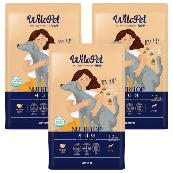 월로펫 시니어 강아지 뉴트리탑 소프트사료, 닭, 1.2kg, 3개 이미지 1