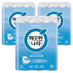 깨끗한나라 순수 시그니처 천연펄프 3겹 화장지, 27m, 24롤, 3개 이미지 1