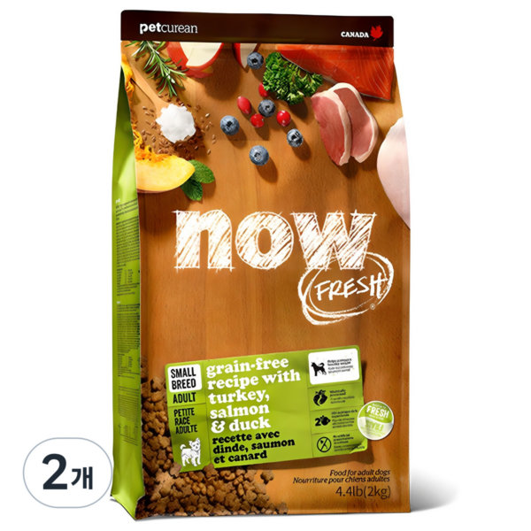 now 어덜트 강아지 그레인프리 스몰브리드 건식사료, 칠면조, 2kg, 2개 이미지 1
