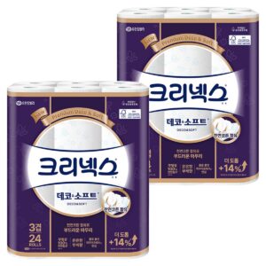 크리넥스 3겹 천연펄프 데코 앤 소프트 화장지, 28m, 24개입, 2개 이미지 1 크리넥스 3겹 천연펄프 데코 앤 소프트 화장지, 28m, 24개입, 2개 이미지 1