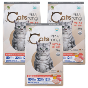 캐츠랑 전연령 고양이 비타플러스 건식사료, 닭+참치, 2kg, 3개 이미지 1 캐츠랑 전연령 고양이 비타플러스 건식사료, 닭+참치, 2kg, 3개 이미지 1