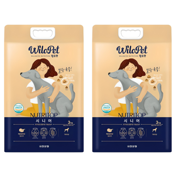 월로펫 시니어 강아지 뉴트리탑 소프트사료, 닭, 3kg, 2개 이미지 1