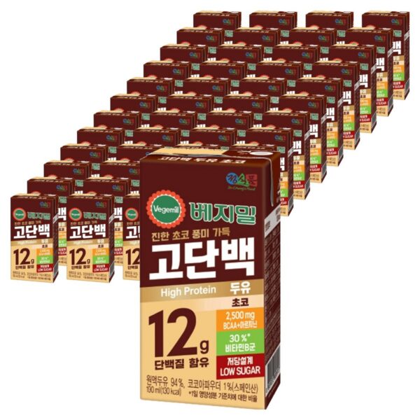 베지밀 고단백 두유 초코, 190ml, 48개 이미지 1